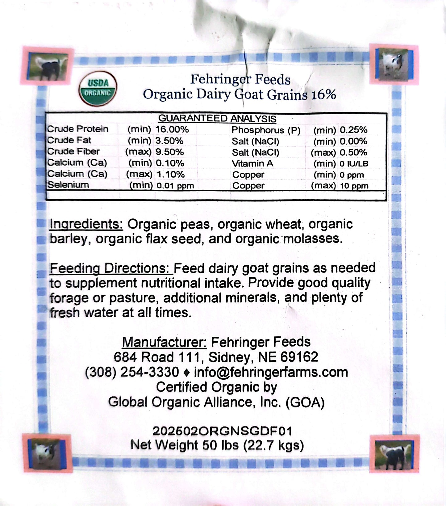 Organic Dairy Goat Feed